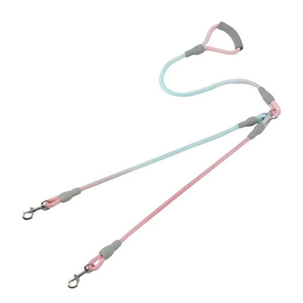 0.39" × 55.1" Outdoor Walking Woven Nylon Pet Rope Double Dog Leashes - GreenFur