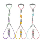 0.47" × 55.1" Outdoor Walking Woven Nylon Pet Rope Double Dog Leashes - GreenFur