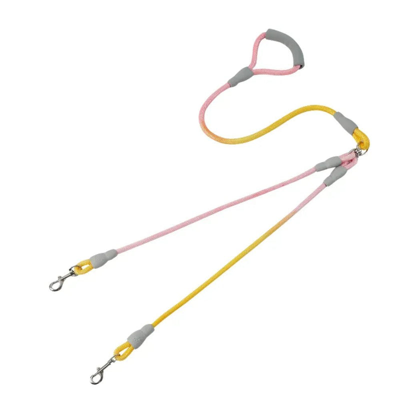 0.47" × 55.1" Outdoor Walking Woven Nylon Pet Rope Double Dog Leashes - GreenFur