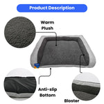 Plush Quilted Bolster Pet Sofa Bed Dog Bed, L Size