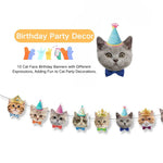 10 Cat Face Pet Theme Party Decoration Banner - GreenFur