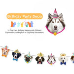 10 Dog Face Pet Birthday Party Decoration Banner - GreenFur