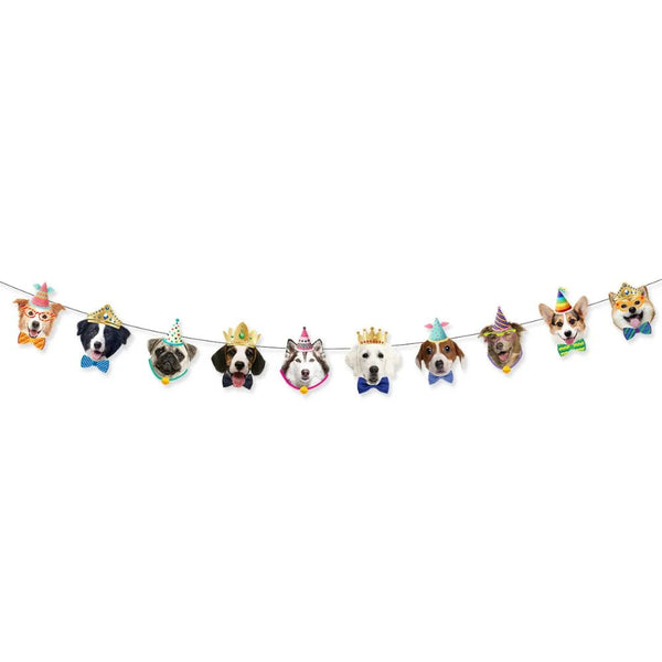 10 Dog Face Pet Birthday Party Decoration Banner - GreenFur