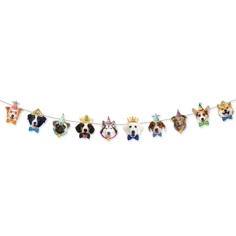 10 Dog Face Pet Birthday Party Decoration Banner - GreenFur