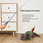 11 Pack Cat Feather Wand Toy Set with Telescopic Rod and Interchangeable Attachments - GreenFur