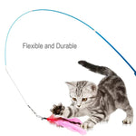 11 Pack Cat Feather Wand Toy Set with Telescopic Rod and Interchangeable Attachments - GreenFur