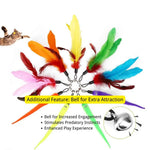 11 Pack Cat Feather Wand Toy Set with Telescopic Rod and Interchangeable Attachments - GreenFur
