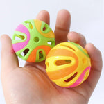 12 Balls Per Pack Large Colorful Patchwork Bell Ball Interactive Cat Toy - GreenFur