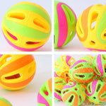 12 Balls Per Pack Large Colorful Patchwork Bell Ball Interactive Cat Toy - GreenFur