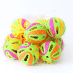 12 Balls Per Pack Large Colorful Patchwork Bell Ball Interactive Cat Toy - GreenFur