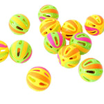 12 Balls Per Pack Large Colorful Patchwork Bell Ball Interactive Cat Toy - GreenFur