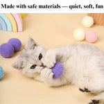 12 Pack 1.18 Inches Colorful Plush Mini Cat Balls Interactive Toys - GreenFur