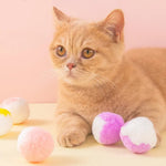 12 Pack 1.77 Inches Colorful Plush Elastic Cat Balls Interactive Toys - GreenFur