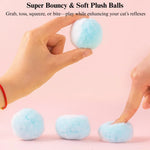 12 Pack 1.77 Inches Colorful Plush Elastic Cat Balls Interactive Toys - GreenFur