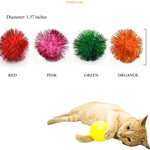 12 PCS Assorted Color Flash Cat Toy Sparkle Ball - GreenFur