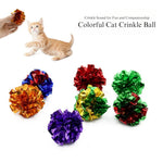 12PCS Color Random Interactive Crinkle Paper Teasing Cat Ball Toy - GreenFur