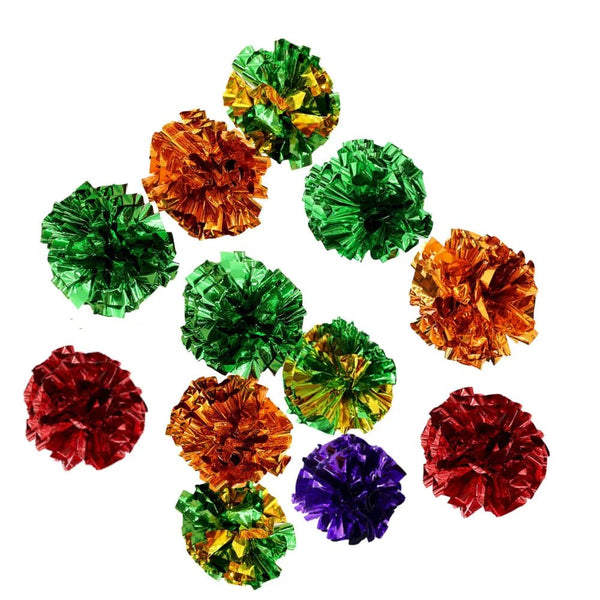 12PCS Color Random Interactive Crinkle Paper Teasing Cat Ball Toy - GreenFur