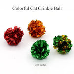 12PCS Color Random Interactive Crinkle Paper Teasing Cat Ball Toy - GreenFur