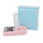 2 - in - 1 Cat Dog Automatic Water Feeder Bowl Stainless Steel Pet Food Bowl - GreenFur