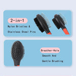 2 in 1 Combo Brush Nylon Bristles Stainless Steel Pins Double Side Pet Brush - GreenFur