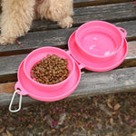 2 in 1 Dog Bowl Portable Collapsible Pet Food and Water Double Dog Bowl for Camping - GreenFur