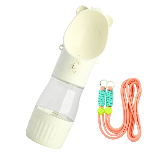 2 - in - 1 Portable Leak Proof Pet Water Bottle and Feeder with Strap - GreenFur