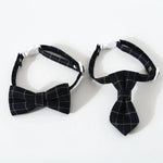 2 Pack British Checkered Bow Tie and Tie Pet Collar for Cats and Dogs - GreenFur