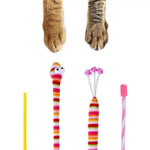 2 Pack Cat Toys Pet Supplies Creative Pet Toys Snake Pet Toy Set Rainbow Color Cat Toy Stick - GreenFur