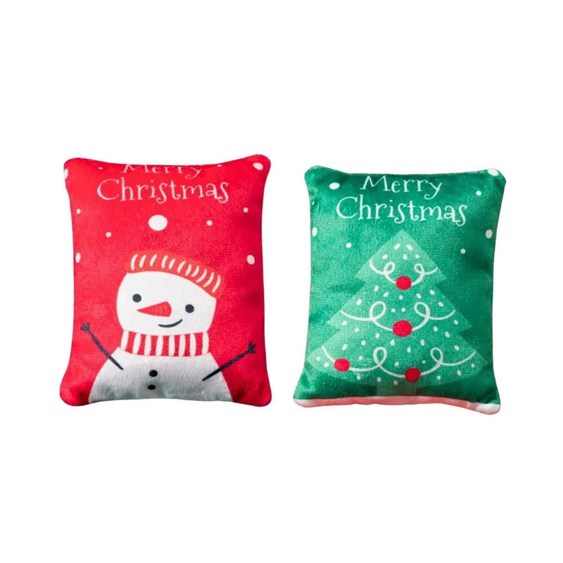 2 Pack Christmas Plush Pet Toys Snowman & Tree with BB Sound - GreenFur