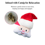 2 Pack Christmas Santa Claus Plush Pet Toy Set with BB Sound and Catnip - GreenFur