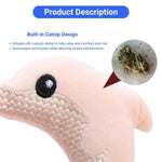 2 Pack Dolphin Plush Cat Toy Set Soft Fabric Catnip Filled Chew Toy - GreenFur