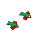 2 Pack Durable Bite - Resistant Glitter Fish Felt Cat Toy - GreenFur