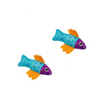 2 Pack Durable Bite - Resistant Glitter Fish Felt Cat Toy - GreenFur