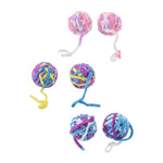 2 Pack Interactive Yarn Ball Handmade Colorful Bell Cat Toy - GreenFur