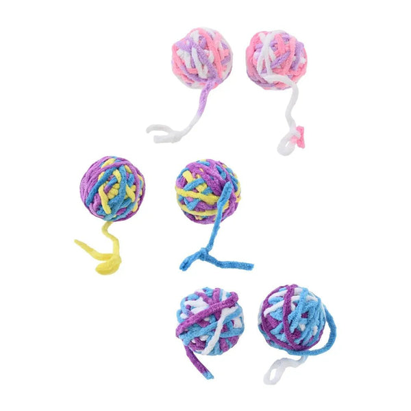 2 Pack Interactive Yarn Ball Handmade Colorful Bell Cat Toy - GreenFur