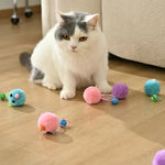 2 Pack Interactive Yarn Mouse with Bell Plush Toy for Cats - GreenFur
