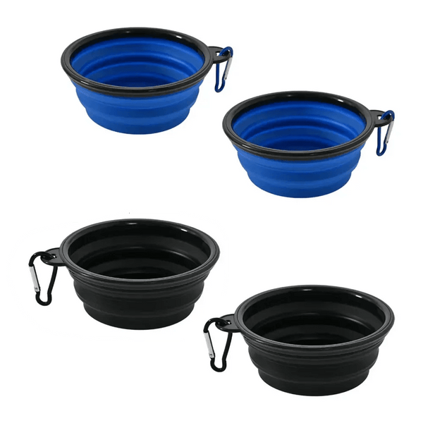 2 Pack Portable Pet Bowl for Walking Parking Traveling Collapsible Silicone Dog Food Water Bowl - GreenFur