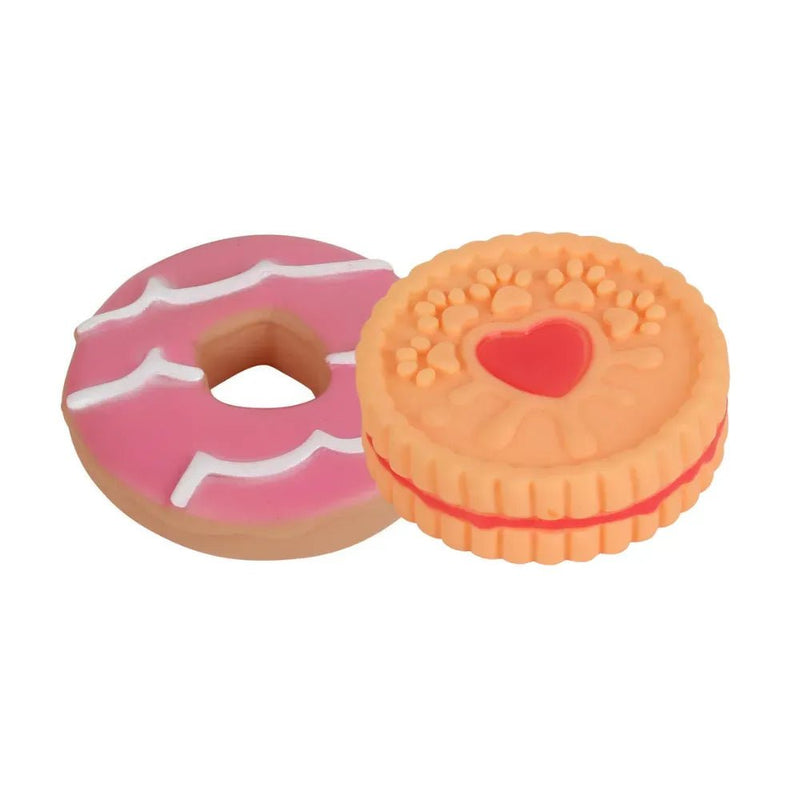 2 Pack Puppy Chew Toy Set Rubber Biscuit Shape for Small Dogs - GreenFur