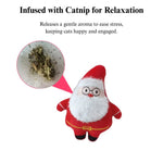 2 Packs Christmas Plush Toy Set Santa Snowman and Bear with Catnip - GreenFur