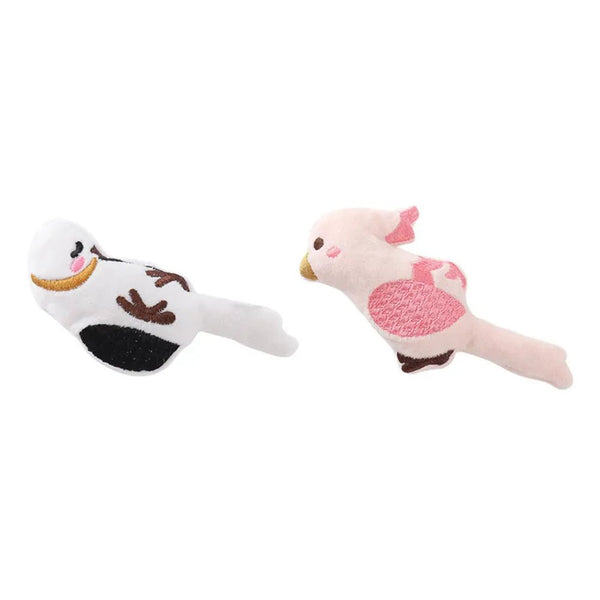 2 PCS Adorable Plush Catnip Bird Interactive Crinkle Cat Toy - GreenFur