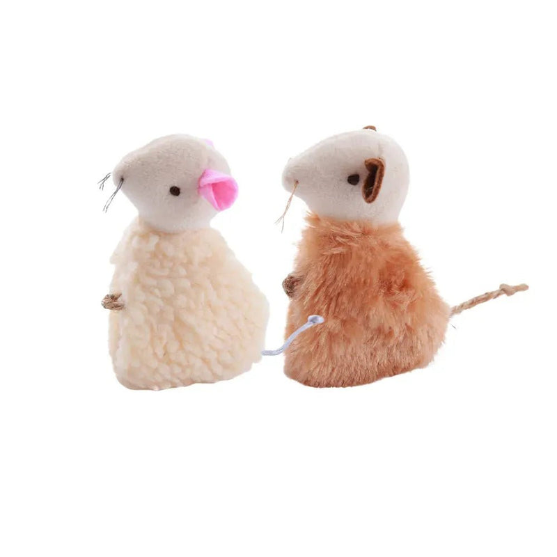 2 Pcs Catnip Plush Mouse Toy Interactive Play Set - GreenFur