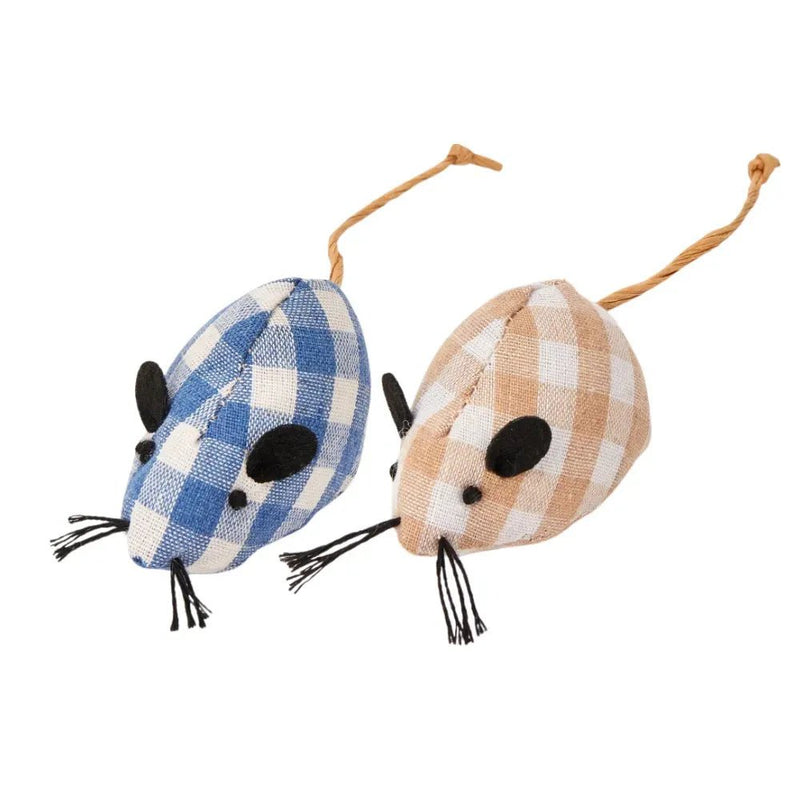 2 Pcs Catnip Plush Mouse Toy Set Interactive Play for Cats - GreenFur