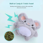 2 Pcs Combination Cartoon Catnip Crinkle Toy Plush Rabbit Mouse Owl Panda Cat Toy - GreenFur