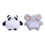 2 Pcs Combination Cartoon Catnip Crinkle Toy Plush Rabbit Mouse Owl Panda Cat Toy - GreenFur
