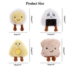 2 Pcs Combination Plush Breakfast Pet Toy Play Bread Cheese Egg Riceball Chew Cat Toy - GreenFur