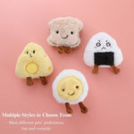 2 Pcs Combination Plush Breakfast Pet Toy Play Bread Cheese Egg Riceball Chew Cat Toy - GreenFur