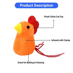 2 Pcs Plush Chick Cat Toy with Catnip for Batting Chewing and Indoor Play - GreenFur