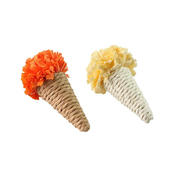 2 Pcs Premium Ice Cream Shape Paper Rope Toy Cat Play Accessory - GreenFur