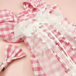 2 PCS Set Pet Dress with Floral Print Design and Bow hair clip - GreenFur