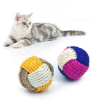 2 Pcs Set Premium Tri - Color Sisal Ball Cat Toy Durable Crinkle Sound Design - GreenFur